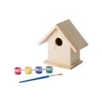 Maison d'oiseaux en bois à peindre avec aquarelle et pinceau Birdhouse couleur marron sixième vue