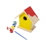 Maison d'oiseaux en bois à peindre avec aquarelle et pinceau Birdhouse couleur marron septième vue