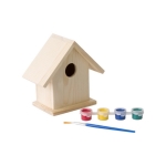 Maison d'oiseaux en bois à peindre avec aquarelle et pinceau Birdhouse couleur marron huitième vue