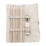 Trousse en lin et coton avec crayons, taille-crayon et gomme Linen couleur beige quatrième vue