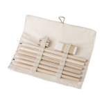 Trousse en lin et coton avec crayons, taille-crayon et gomme Linen couleur beige huitième vue