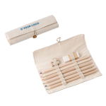 Trousse en lin et coton avec crayons, taille-crayon et gomme Linen couleur beige avec zone d'impression