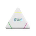 Surligneur triangulaire avec trois couleurs différentes Triangle Line couleur blanc avec zone d'impression