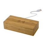Chargeur sans fil en bambou avec horloge LED intégré Desk Clock couleur bois première vue
