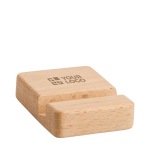 Support pour téléphone carré en bambou pour le bureau Bamboo couleur bois avec zone d'impression