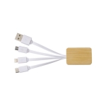 Câbles chargeur 3 en 1 avec boîtier en bambou Muticharge Bamboo couleur blanc première vue