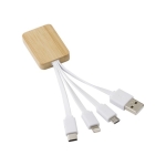 Câbles chargeur 3 en 1 avec boîtier en bambou Muticharge Bamboo couleur blanc quatrième vue