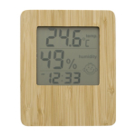Station météo et horloge en bambou avec support pliable deuxième vue