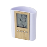 Porte-crayon en bambou avec horloge et logo Multifunctional couleur bois sixième vue