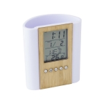 Porte-crayon en bambou avec horloge et logo Multifunctional couleur bois huitième vue