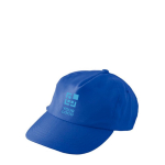Casquette brodée avec logo et fermeture à boucle en RPET couleur bleu roi avec zone d'impression