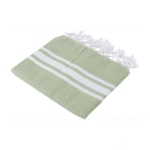 Paréo-serviette écologique avec franges et rayures Pareo Cotton couleur vert clair deuxième vue