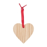 Décoration de Noël en bois en forme de cœur avec ruban rouge Heart couleur marron première vue