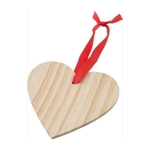 Décoration de Noël en bois en forme de cœur avec ruban rouge Heart couleur marron deuxième vue