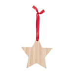 Décoration de Noël en bois en forme d'étoile avec nœud rouge Galaxy couleur marron première vue