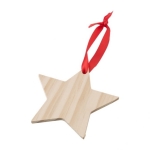 Décoration de Noël en bois en forme d'étoile avec nœud rouge Galaxy couleur marron deuxième vue
