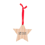 Décoration de Noël en bois en forme d'étoile avec nœud rouge Galaxy couleur marron avec zone d'impression