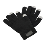 Gants à trois doigts tactiles pour écrans en polyester Label couleur noir troisième vue