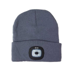 Bonnet d'hiver avec logo et lampe blanche à 3 intensités COB couleur gris foncé avec zone d'impression