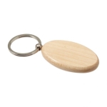 Porte-clés ovale en bois à offrir avec anneau métallique OvalWood couleur bois quatrième vue
