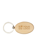 Porte-clés ovale en bois à offrir avec anneau métallique OvalWood couleur bois avec zone d'impression