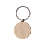 Porte-clés personnalisé rond en bois clair imprimé ou gravé Roundwood couleur bois première vue