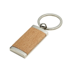 Porte-clés en bambou en forme rectangulaire avec boîtier en métal couleur bois sixième vue