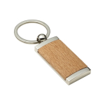 Porte-clés en bambou en forme rectangulaire avec boîtier en métal couleur bois huitième vue