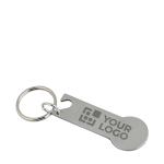 Porte-clés avec ouvre-bouteille et pièce en acier Multifunction couleur argenté avec zone d'impression