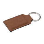Porte-clés en PU marron avec anneau en métal de style formel Classic couleur marron deuxième vue