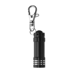 Porte-clés en aluminium avec lampe 3 LED blanches et mousqueton Torch couleur noir première vue
