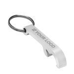 Porte-clés décapsuleur en métal brillant avec logo Functional couleur noir avec zone d'impression