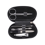 Set de manucure dans un coffret arrondi avec 5 accessoires Deluxe couleur noir troisième vue