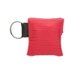 Masque de réanimation plié dans un sac avec porte-clés CRP couleur rouge première vue