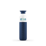 Gourde publicitaire isotherme éco avec gobelet 350 ml Dopper Insulated couleur bleu foncé avec zone d'impression
