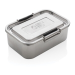 Lunch box en acier inoxydable recyclé 1L et fermeture à clip Recycled couleur argenté vue avec logo