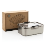 Lunch box en acier inoxydable recyclé 1L et fermeture à clip Recycled couleur argenté vue avec boîte