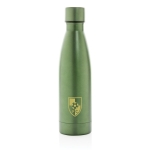 Élégante gourde métallique en acier recyclé 500 ml Lane Recycled couleur vert foncé vue avec logo