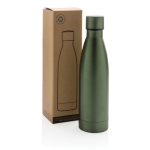 Élégante gourde métallique en acier recyclé 500 ml Lane Recycled couleur vert foncé vue avec boîte