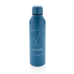 Gourde publicitaire hermique en acier recyclé 500 ml Nomad Recycled couleur bleu vue avec logo