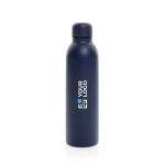 Gourde publicitaire hermique en acier recyclé 500 ml Nomad Recycled couleur bleu marine avec zone d'impression