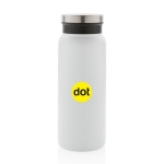 Gourde en acier recyclé avec bouchon original 600 ml Land Recycled couleur blanc vue avec logo