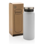 Gourde en acier recyclé avec bouchon original 600 ml Land Recycled couleur blanc vue avec boîte