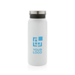 Gourde en acier recyclé avec bouchon original 600 ml Land Recycled couleur blanc avec zone d'impression
