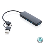 Hub USB fabriqué en plastique recyclé à personnaliser Recycled couleur noir