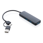 Hub USB fabriqué en plastique recyclé à personnaliser Recycled couleur noir cinquième vue
