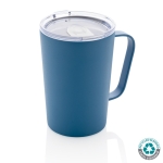 Tasse isotherme en acier recyclé avec anse 420ml Premium Recycled couleur bleu