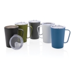 Tasse isotherme en acier recyclé avec anse 420ml Premium Recycled couleur bleu vue générale