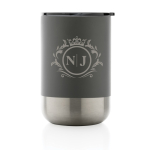 Thermos en acier avec couvercle anti-goutte 360 ml Inspire Recycled couleur gris foncé vue avec logo