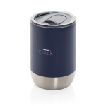 Thermos en acier avec couvercle anti-goutte 360 ml Inspire Recycled couleur bleu marine avec zone d'impression